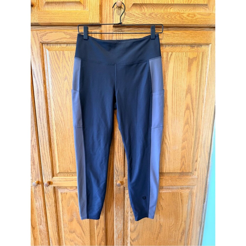 L.L Bean 7/8 Athletic Leggings High-Rise w/Side Pockets, Back Zipper Size M